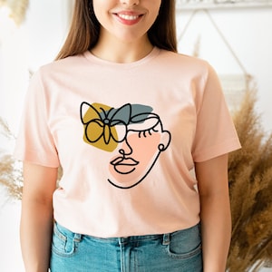 Abstract Woman T Shirt, Abstract Graphic T-Shirt, Line Drawing Shirt, Line Art T-Shirt, Minimalist Design Tshirt, Aesthetic Art Shirt