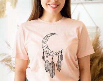 Crescent Moon Dreamcatcher T-Shirt: Celestial Boho Tee