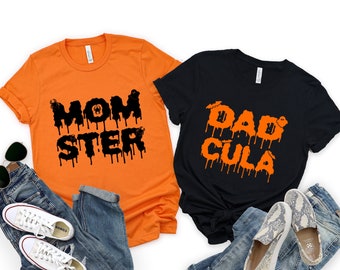 Dadcula Momster Halloween T-Shirts: Matching Family Pun Shirts