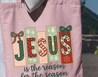 Christmas Gift Tote Bag, Jesus is the Reason, Cotton Shopping Bag