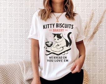 Kitty Biscuits Bakery Shirt, Cat Baking Tee, Cat Mom Top