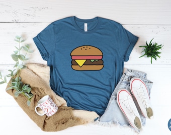 Cheeseburger T-Shirt: Doodle Hamburger Shirt, Foodie Gift