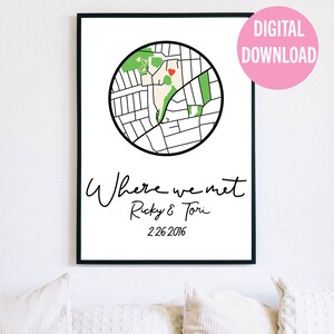 Custom Where We Met Map - Cadeau d’anniversaire | Premier rendez-vous | La Saint-| Cadeau boyfriend/girlfriend