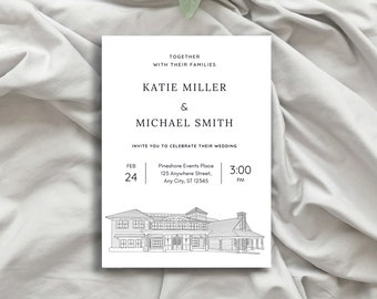 Custom Wedding Venue Line Art | Save the Date (Digital)