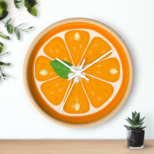 Orange Slice Wall Clock, Fruit Wall Clock, Citrus Decor, Cottagecore Clocks, Fun Wall Clocks, Citrus Fruit Style,