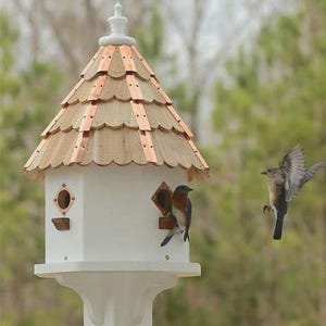 Starlight Lodge © Bluebird condo large cedar and cypress bird house w thick shingles and copper strips *Free FedEx Shipping
