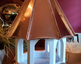 Sunset Cafe© - bird feeder Large 8 sided swamp cypress fly through w 16 oz. solid raised seam Copper roof Free Shipping*