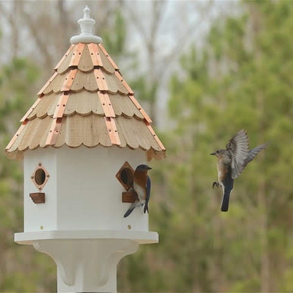 Starlight Lodge© Bluebird condo Large cypress bird house w thick cedar shingles and copper borders birdhouse poly Free FedEx Shipping *