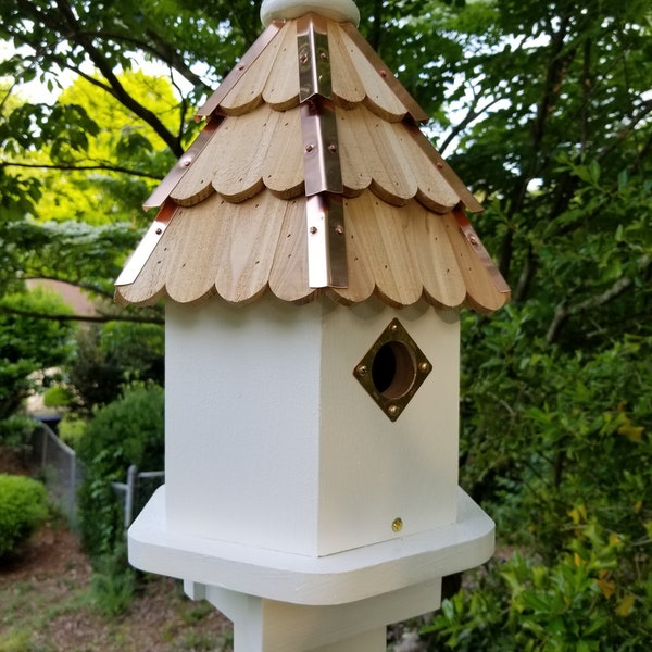 Starlight Bungalow© Medium Bluebird 6 sided cypress birdhouse w thick cedar shingles and copper roof borders bird house Free FedEx Shipping*