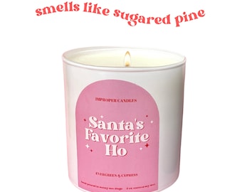 Santa's Favorite Ho | Funny Christmas Gift | Gift For Friend | Pink Christmas | Funny Candle | Gift For Women |