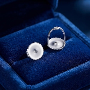 Sterling Silver Locking Earring Backs | Scalloped Sunflower Secure Replacement Posts