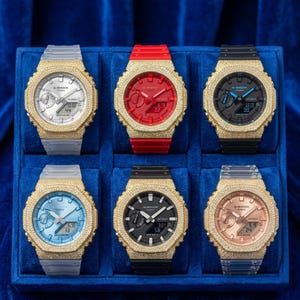 G-Shock GA-2100 CasiOak med naturlig diamant, Casio-klocka med is och äkta diamantbezel, 6 färger på urtavlan, lyxig hiphop-klocka, present till honom och henne