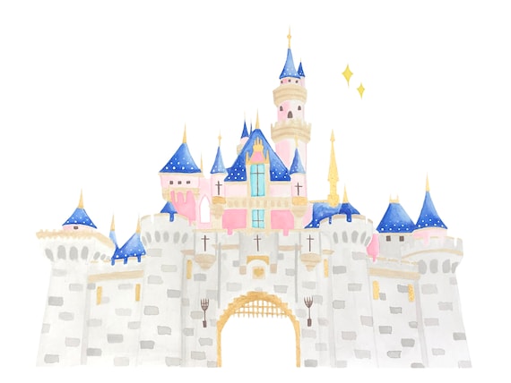 Hand Painted Watercolor Painting of the Disneyland Castle