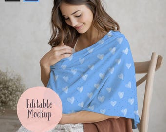 Nursing Shawl Mockup, Seamless Pattern Mockup, Procreate & Photoshop (Digital Download)