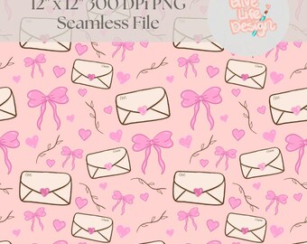 Valentines Letter Coquette Seamless Pattern, Valentines Fabric Design (Digital Download)
