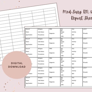 RN report sheet, LPN report sheet, 4 patient report sheet, 5 patient report sheet, 6 patient report sheet, Nursing student repot sheet