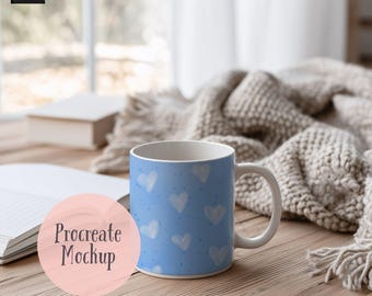 Mockup de caneca aconchegante para Procreate, mockup de padrão sem costura (download digital)