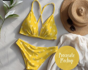 Summer Bikini Procreate Mockup, Seamless File Mockup (Digital Download)