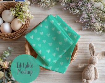 Easter Fabric Mockup, Seamless Pattern Mockup, Procreate & Photoshop (Digital Download)