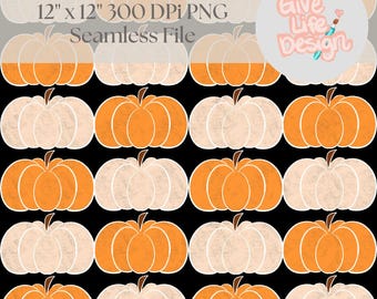 Hand Drawn Pumpkin Seamless Pattern, Fall Fabric (Digital Download)