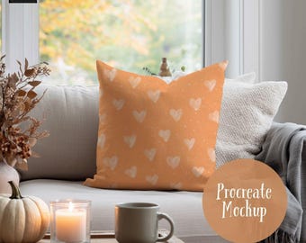 Fall Pillow Procreate Mockup, Seamless Pattern Mockup (Procreate File)