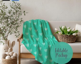 Easter Blanket Mockup, Seamless Pattern Mockup, Procreate & Photoshop (Digital Download)