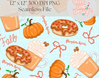 Pumpkin Spice Muster, Herbst Süßigkeiten Stoff (Digitaler Download)