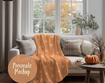 Fall Blanket Procreate Mockup, Seamless Pattern Mockup (Digital Download)