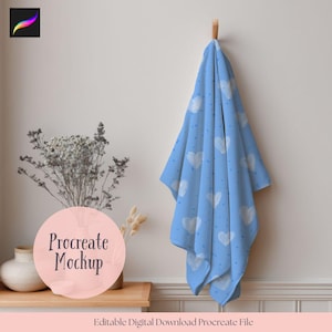 Bath Towel procreate mockup, towel mockup, seamless file pattern mockup, bathroom procreate mockup, boho mockup, farmhouse mockup