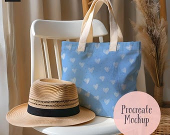 Tote Bag Procreate Mockup, Seamless Pattern Mockup (Digital Download)