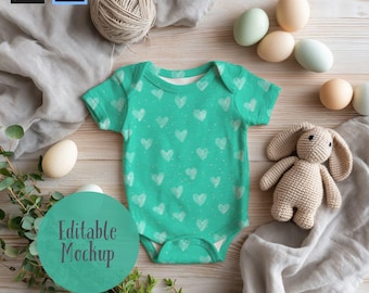 Easter Baby Onesie Mockup, Seamless Pattern Mockup, Procreate & Photoshop (Digital Download)