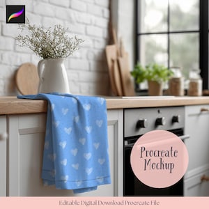 Procreate Mockup, Küchenhandtuch Mockup, nahtlose Datei Mockup, nahtlose Datei Procreate Mockup, Bauernhaus Mockup, Handtuch App Procreate