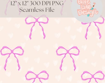 Coquette Bow Seamless Pattern, Girly Fabric Design (Digital Download)