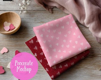 Valentines Fabric Procreate Mockup, Seamless Pattern Mockup (Digital Download)