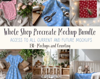 Procreate-mockupbundel, 130+ bewerkbare mock-ups (digitale download)