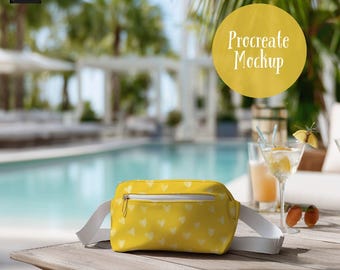 Summer Fanny Pack Procreate Mockup, Seamless Pattern Mockup (Digital Download)