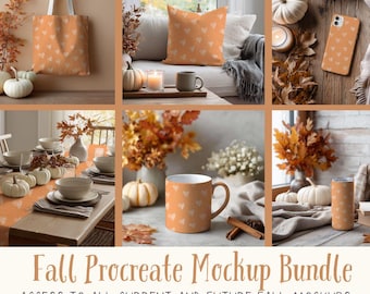 Fall Procreate Mockup Bundle, Seamless Pattern Mockups (Digital Download)