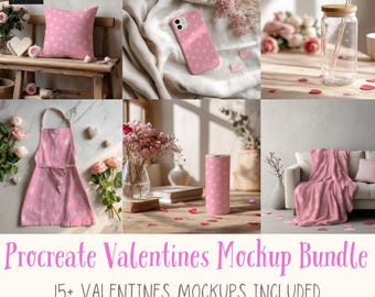 Valentines Procreate Mockup Bundle, Seamless Pattern Mockups (Digital Download)