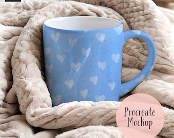 Mockup de caneca aconchegante para Procreate, mockup de padrão sem costura (download digital)