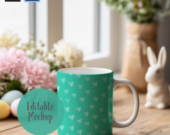 Easter Mug Mockup, Seamless Pattern Mockup, Procreate & Photoshop (Digital Download)