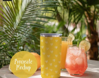Summer Tumbler Procreate Mockup, Seamless Pattern Mockup (Digital Download)