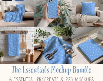 Essentials Mockup Bundle, Seamless Pattern Mockups, Procreate & Photoshop (Digital Download)