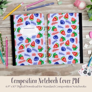 Fruits of the Spirit composition notebook cover PDF, Cute Christian, Bible Verse, printable composition notebook cover, digital download
