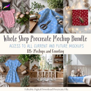 Procreate Mockup Bundle, Full access mockups, seamless file mockup, seamless file procreate mockup, Mockup bundle access, seasonal mockups