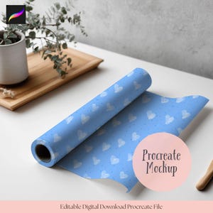 Omslagspapper Procreate Mockup, Sömlös Mönster Mockup (Digital Nedladdning)