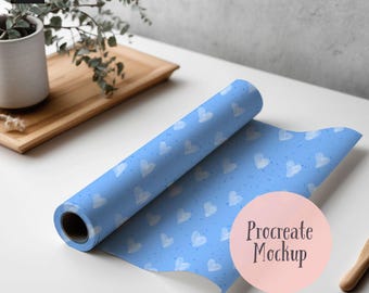Wrapping Paper Procreate Mockup, Seamless Pattern Mockup (Digital Download)