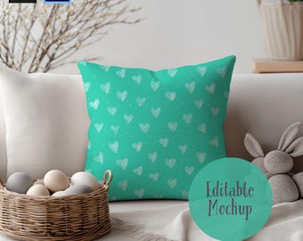 Easter Pillow Mockup, Seamless Pattern Mockup, Procreate & Photoshop (Digital Download)
