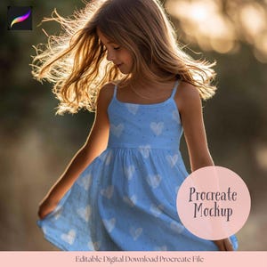 Little Girl Dress procreate mockup, dress mockup, seamless file mockup, clipart procreate mockup, summer mockup, girl mockup, dress mockup