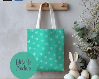 Easter Tote Bag Mockup, Seamless Pattern Mockup, Procreate & Photoshop (Digital Download)