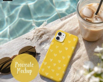 Summer Phone Case Procreate Mockup, Seamless File Mockup (Digital Download)